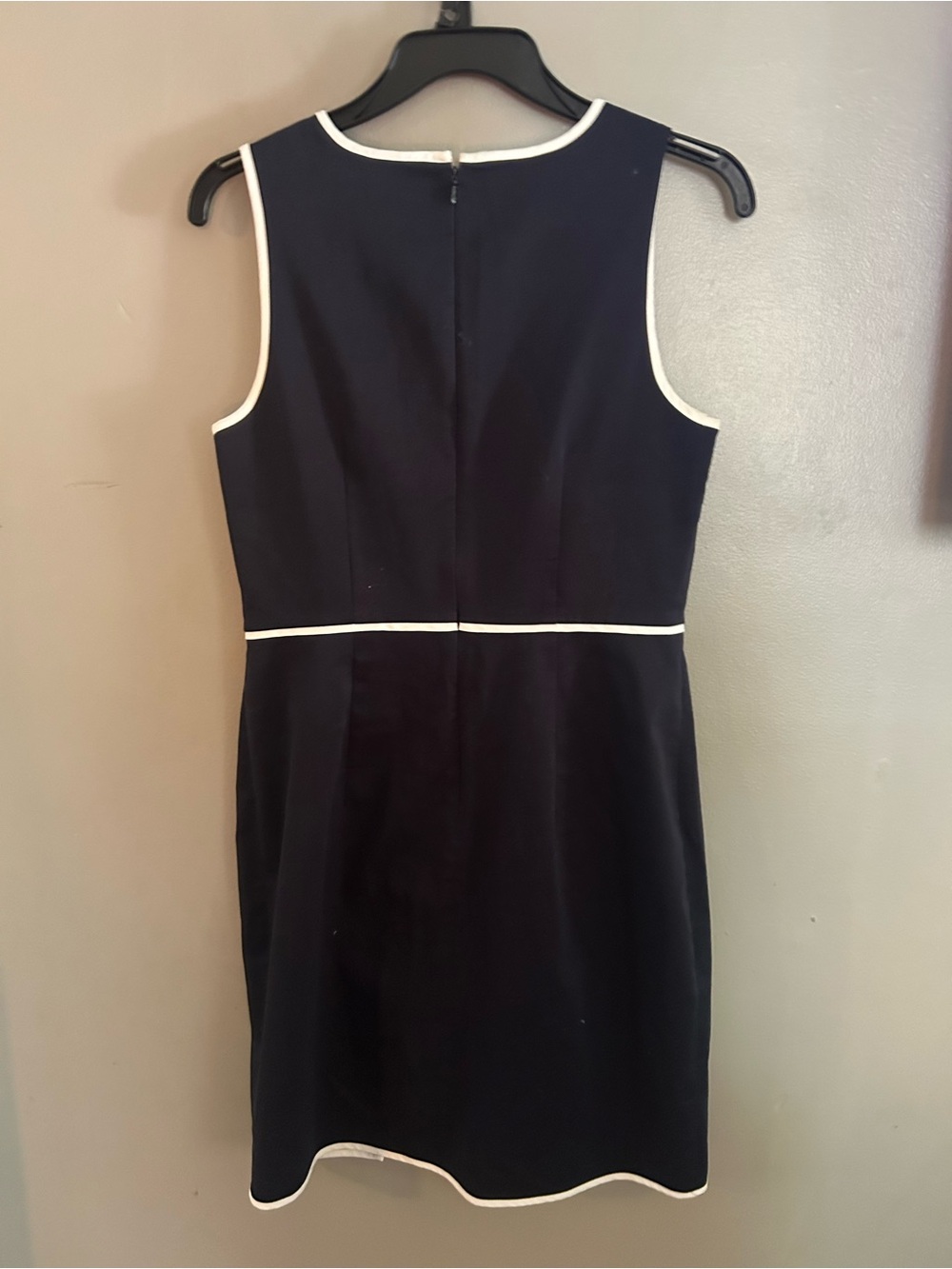 Ann Taylor Dress - navy with white trim zip front sleeveless - Picture 7 of 11
